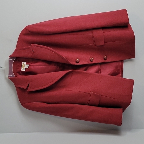 Vintage Talbots Cranberry Red Shetland Wool Blazer - Picture 1 of 10
